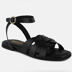 New Rag & Co ASHTON Black Flat Ankle Strap Sandals Women’s Size: 7